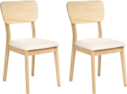 MINIER - Eetkamerstoel set van 2 - Lichtbruin/Lichtbeige - Rubberhout