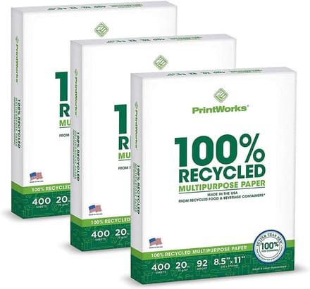 100% Gerecycled Multifunctioneel Papier A4 - 3 Pakken (1200 Vel) Wit