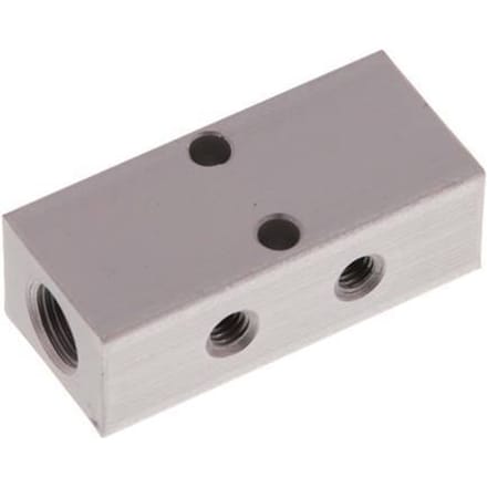 2xG 1/8'' x 4xM5 Aluminium Verdeelblok Dubbelzijdig 16 Bar