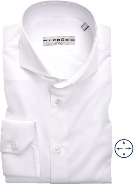 Ledub slim fit overhemd - wit - Strijkvriendelijk - Boordmaat: 36