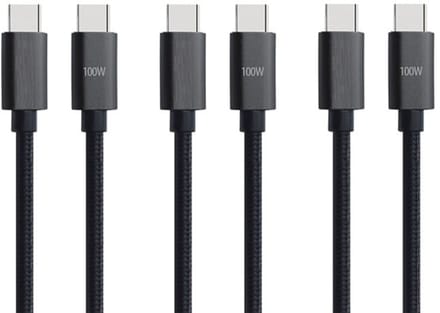 3 stuks OneOne 2,0m oplaadkabel. Sterke USB C naar C kabel. Stevig laadkabel snoer