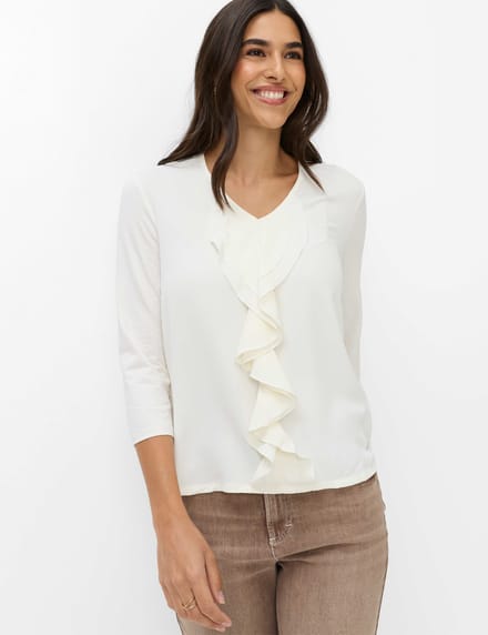 Brax Dames Shirt  Style CLARISA M soft ecru, crèmewit, maat 40
