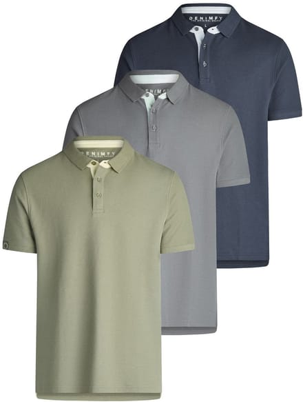 DENIMFY Heren Polo DFRay 3 Pack regular fit Veelkleurig M Volwassenen korte mouwen
