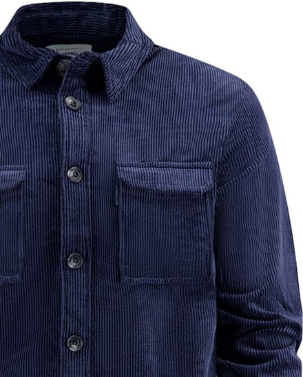katoenen A Fish Named Fred overshirt donkerblauw rib