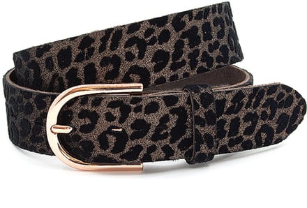Dames riem zwart/rose - 4 cm breed - Leer - Jeans riem - Casual - Maat 85