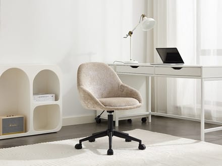 Vente-unique Bureaustoel - Fluweel - Beige - Afstelbare hoogte - NAODY
