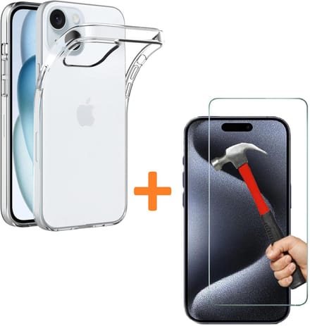Silicone hoesje Transparant met 2 Pack Tempered glas Screen Protector Geschikt voor: Apple iPhone 16 Pro
