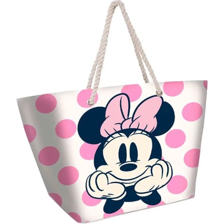 Karactermania - Disney - Minnie Mouse Stippen - Strandtas met rits - Boodschappentas - Roze