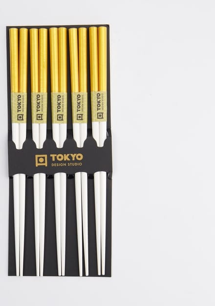 Tokyo Design Studio - Chopstick Set - Goud/Witte Eetstokjes – Set van 5 paar