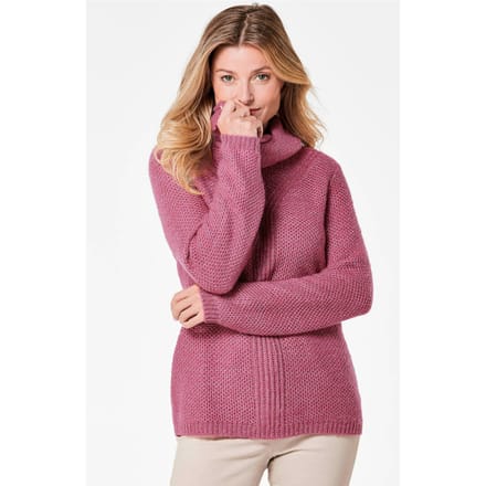 Tricot pullover met interessante structuur en glittergaren - bessen - Gr. 42 van Goldner Fashion