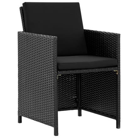 vidaXL - 5-delige - Tuinset - met - kussens - poly - rattan - zwart