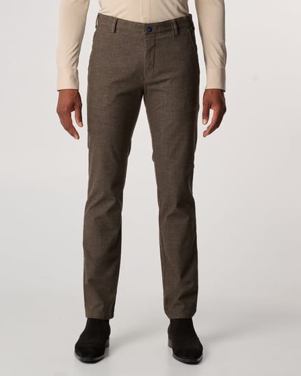Meyer Broek Bonn Active Jersey Look Flat-Front Chino Coffee / male