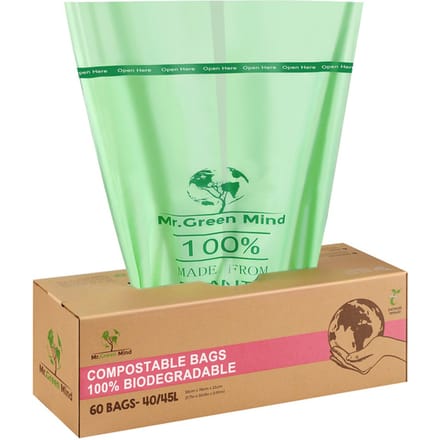 Afvalzak bio Mr.Green Mind 55x76cm 40-45 liter dispenser 60 stuks