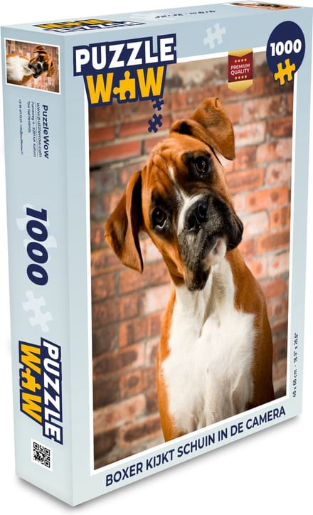 Puzzel Boxer kijkt schuin in de camera - Legpuzzel - Puzzel 1000 stukjes volwassenen