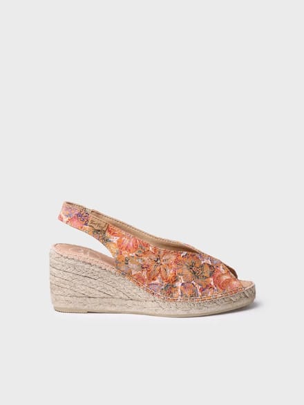 Dames espadrille met open neus van veelkleurig leer | LAILA-LL
