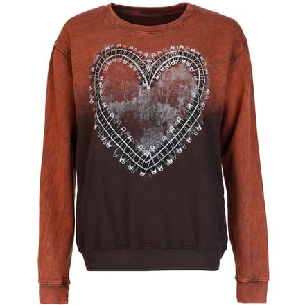 Outer Vision Sweatshirts - Safety Pin Heart - S - voor Vrouwen - bruin