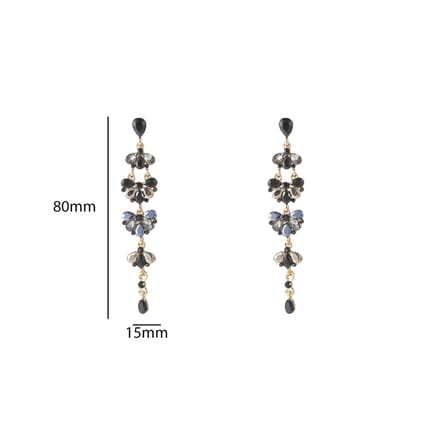 Go Dutch Label Oorknoppen Long Stone Dangle Goud Black
