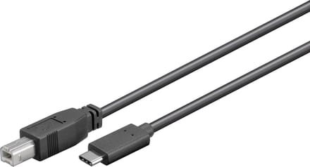 USB-C naar USB-B Kabel - USB 2.0 - 1 meter - Zwart