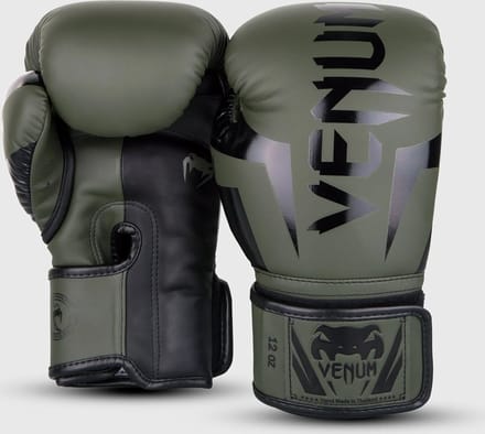 Venum Elite Boxing Gloves - Khaki/Black -8oz