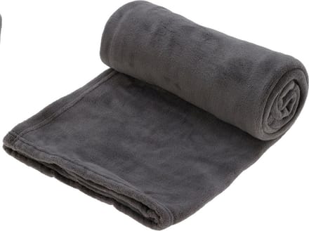 H&S Fleece deken - donkergrijs - 125 x 150 cm - polyester - plaid - dekentje - fleecedeken