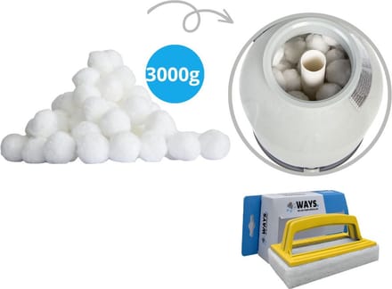 Flowclear Polysphere Filterbollen - 3000 gram & WAYS scrubborstel