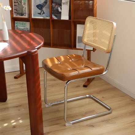 REDOM - Eetkamerstoelen Set Van 4 - Stapelbaar - Modern - Chroom En Rotan - Bruin