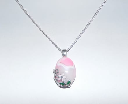 Hetty'S - Hanger geÃ«mailleerd - Collier 42 cm - 925 zilver -Roze Agaat -