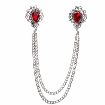 Kraag speld rood- Metaal- Ketting - Charme Bijoux