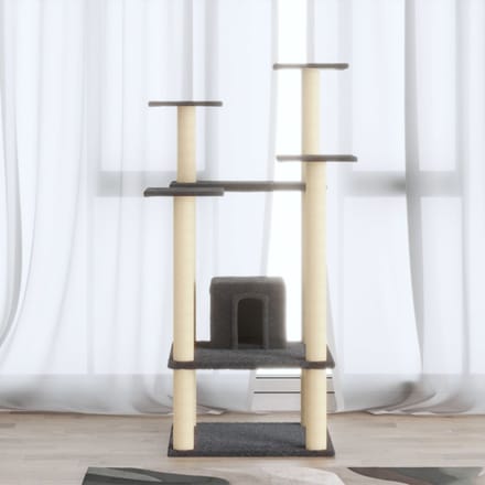 vidaXL - Kattenkrabpaal - met - sisal - krabpalen - 110 - cm - donkergrijs