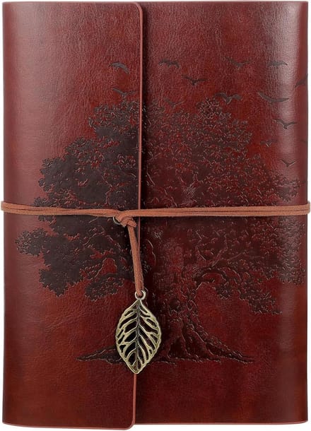SnelShoppen - A5 Vintage PU Leather Notebook - Refillable Ring Binder met 160 Bladzijden - Ideaal als Dagboek, Reisjournal, Schetsboek, Bruin