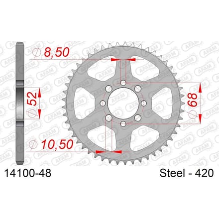 Stalen tandwiel Afam 420 48 dents