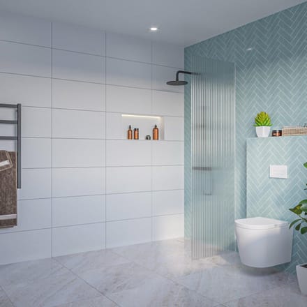 FugaFlow Eccelente Vetro Inloopdouche - ribbel glas - 60x200cm - 8mm - nano - blind inbouw profiel