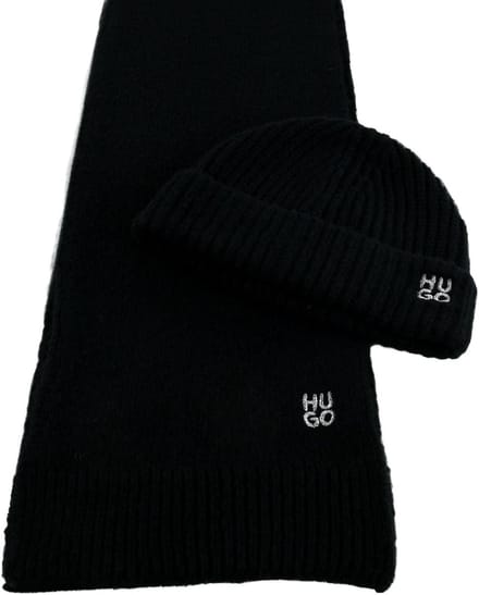 HUGO muts sjaal Sarmi Set Black zwart