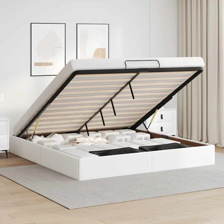 vidaXL - Bedframe - zonder - matras - 160x200 - cm - kunstleer - wit