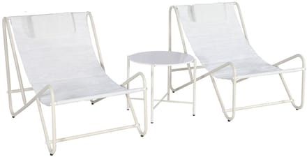sweeek - Set van 2 relaxfauteuils met ronde tafel, staal en textileen - salina