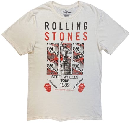 The Rolling Stones - Steel Wheels Tour 1989 Heren Tshirt - S - Creme