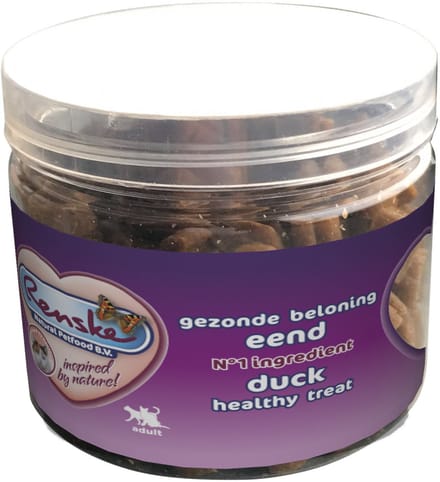 Renske Kat Beloning Hartjes 100 g - Kattensnack - Eend