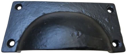 Large Rectangular Cup Pull Handle Black Antique