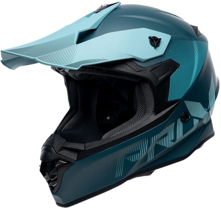 MOTOBLOUZ ARGESS AFGROND Crosshelm - ECE 22.06 Goedgekeurd - Helm voor Motor, Scooter, Brommer - Motor Crosshelm - Turquoise blauw - M