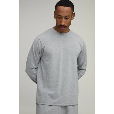 Regular Fit Premium 280gsm Long Sleeve T-Shirt | Grey Marl | Size 5XL