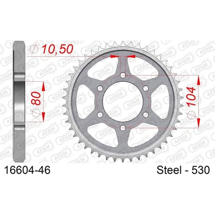 Stalen tandwiel Afam 530 46 dents