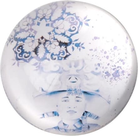 Fine Asianliving Presse Papier Chinese Keizer Blauw Wit Diameter 10cm