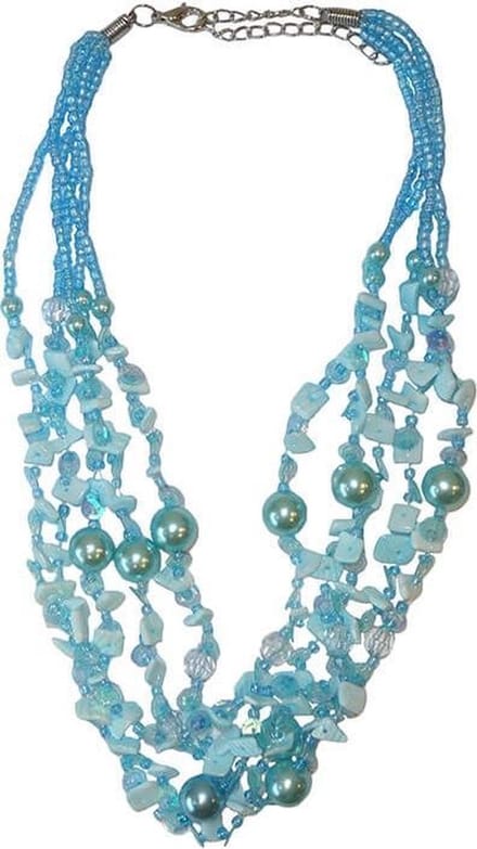 Korte Ketting Turquoise Parels en Schelpjes