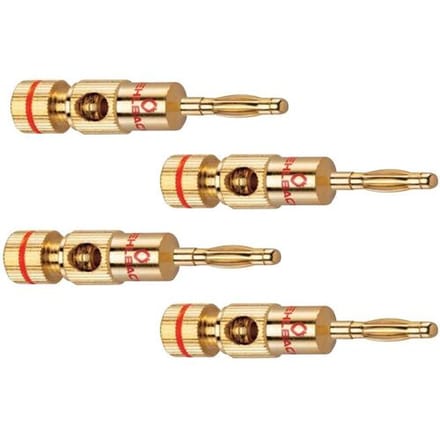 Oehlbach 3002 Luidsprekerconnector Stekker, recht Aantal polen: 2 Goud 4 stuk(s)