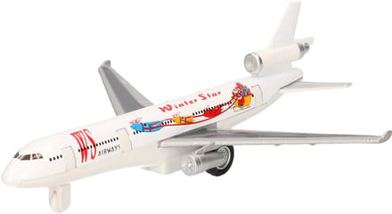 Goki Speelgoed Vliegtuig - 19 cm - wit - pull back motor - kinderen