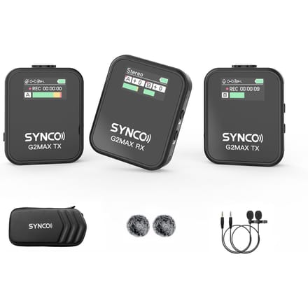 SYNCO G2MAX 1-Zender-2 2.4G Draadloos Microfoonsysteem Clip-on Microfoon 200M Zendbereik 1-Trigger-2