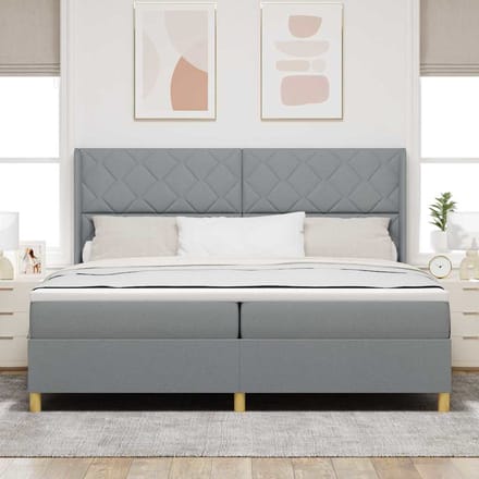 vidaXL - Boxspring - bed - met - hoofdeinde - Lichtgrijs - 200 - x - 200 - cm - Stof