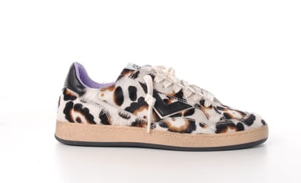 4B12 dames sneaker Play new d koeienhuid leopard print wit bruin