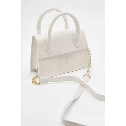 boohoo Dames Mini Croc Gestructureerde Crossbody Tas | Wit