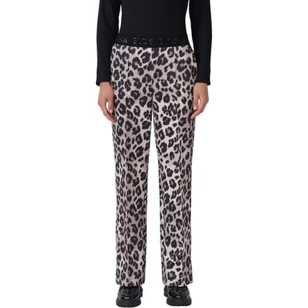 s.Oliver - female - Broek met wijde pijpen in scuba met elastische tailleband met logo